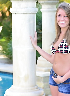  xxx pics Cute teen Sophia Wood drops her shorts, bikini , blonde  pool