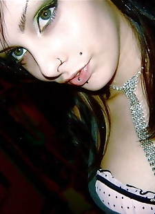  xxx pics Pierced and tattooed babe camwhoring, goth , schoolgirl  girl