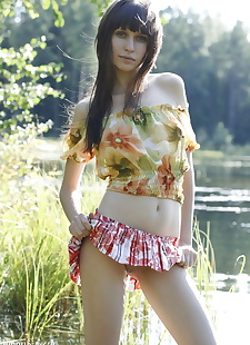  xxx pics Beautiful teen Lena exposes her pert, outdoor , brunette 