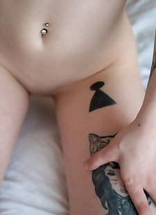  xxx pics Tattooed teen Kate K toys her bald, ass , masturbation  piercing